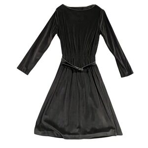 Vintage Sears Black Velvet Dress Women's‎ Size 12 Long Sleeve Fit Flare